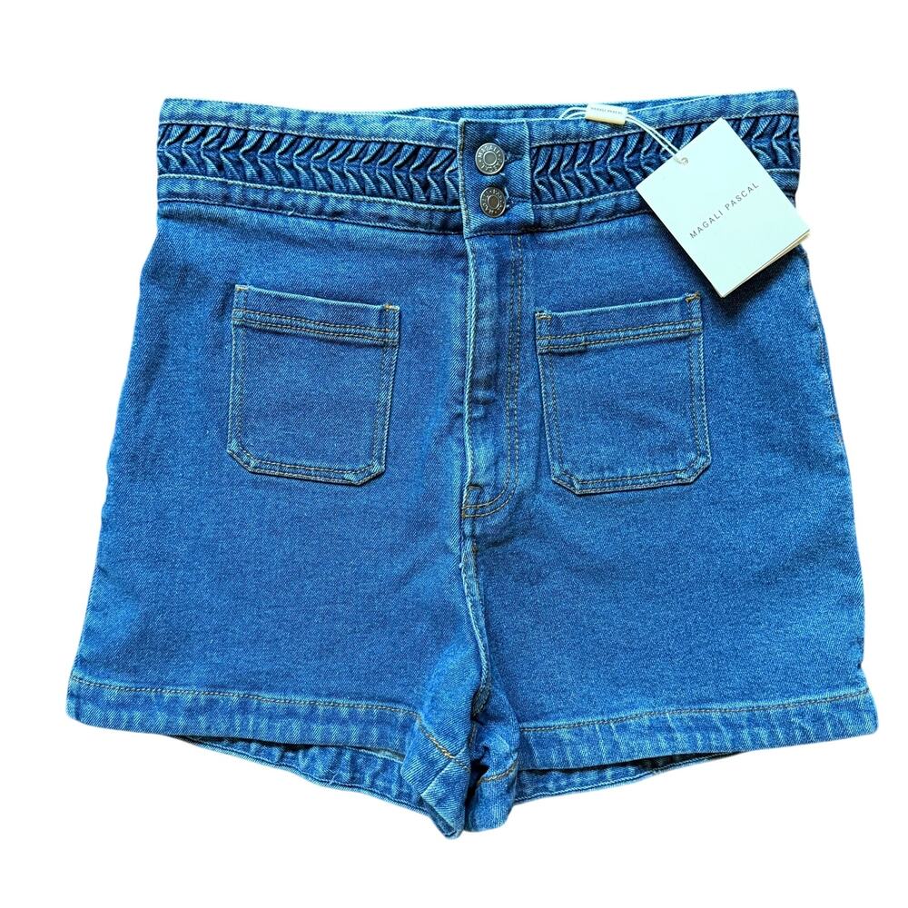Magali Pascal Birkin High-Waisted Braided Denim Shorts Blue L / 10